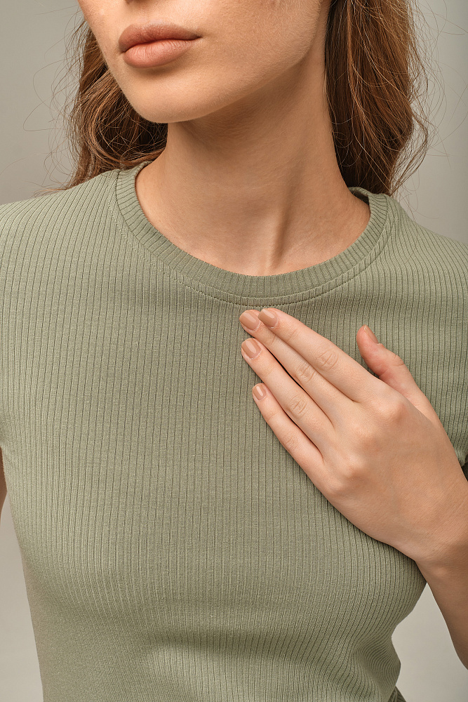 Футболка трикотажная в рубчик Flat Олива_15940