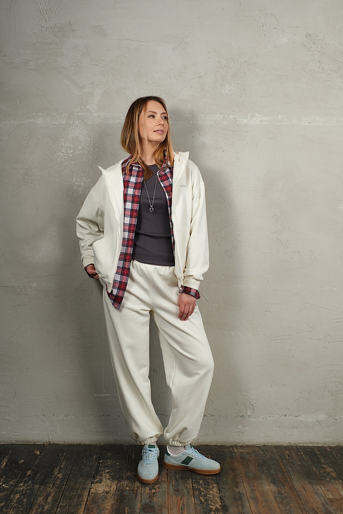 Худи на молнии из футера Путешествие по Алтаю Экрю/Бабырган_19504