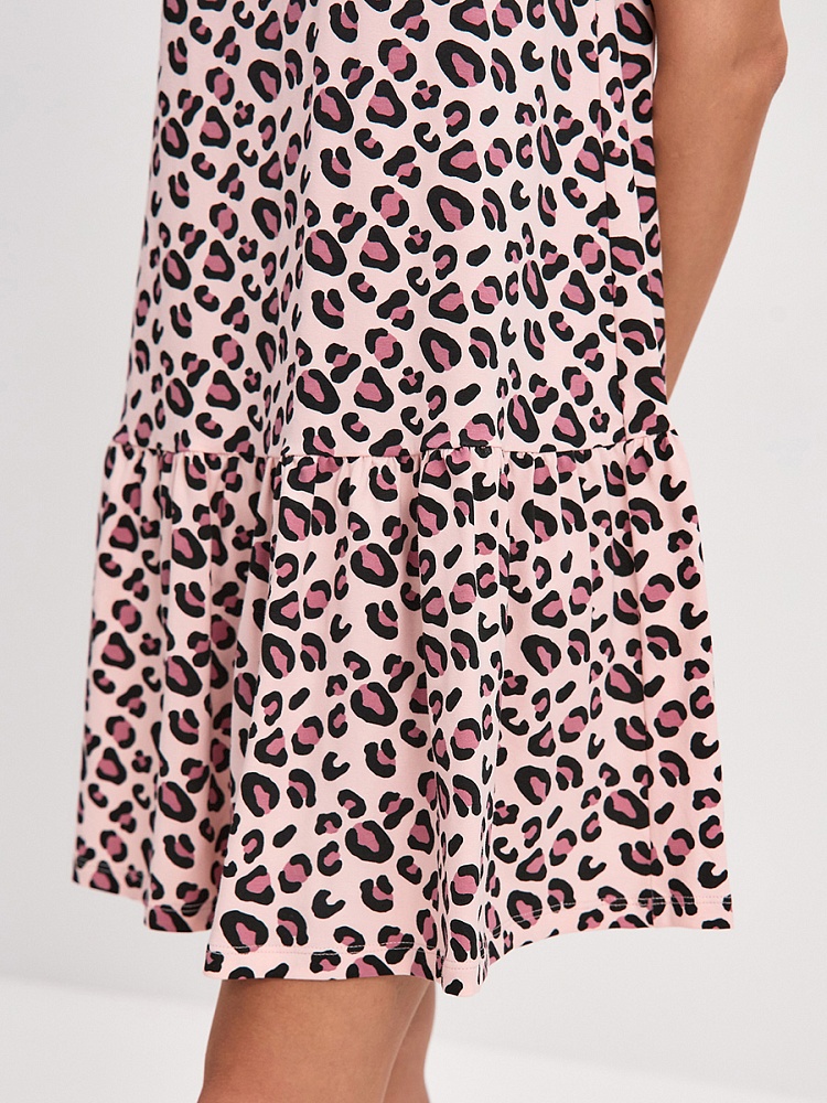 Платье из хлопка Kira Розовый леопард_16307