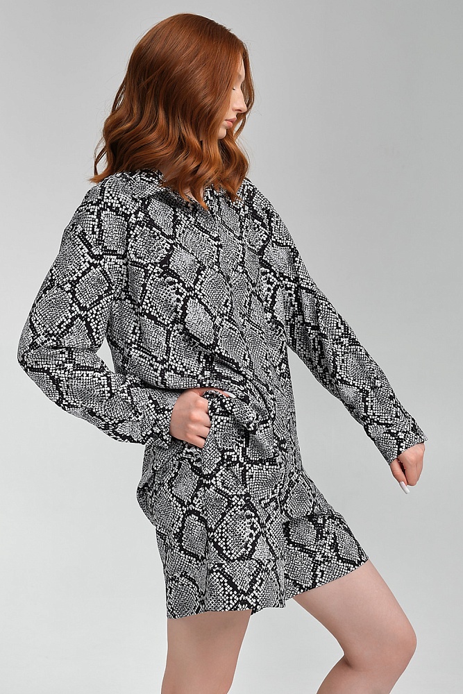 Рубашка с длинным рукавом из струящегося штапеля Pretty Змея_8829