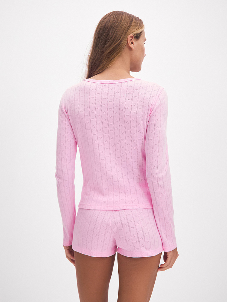 Пижама трикотажная из рубчика, комплект Alisa Розовый_13929
