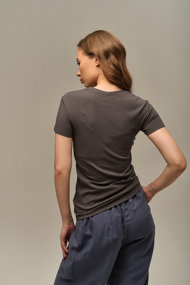Футболка трикотажная в рубчик Flat Графит_15958