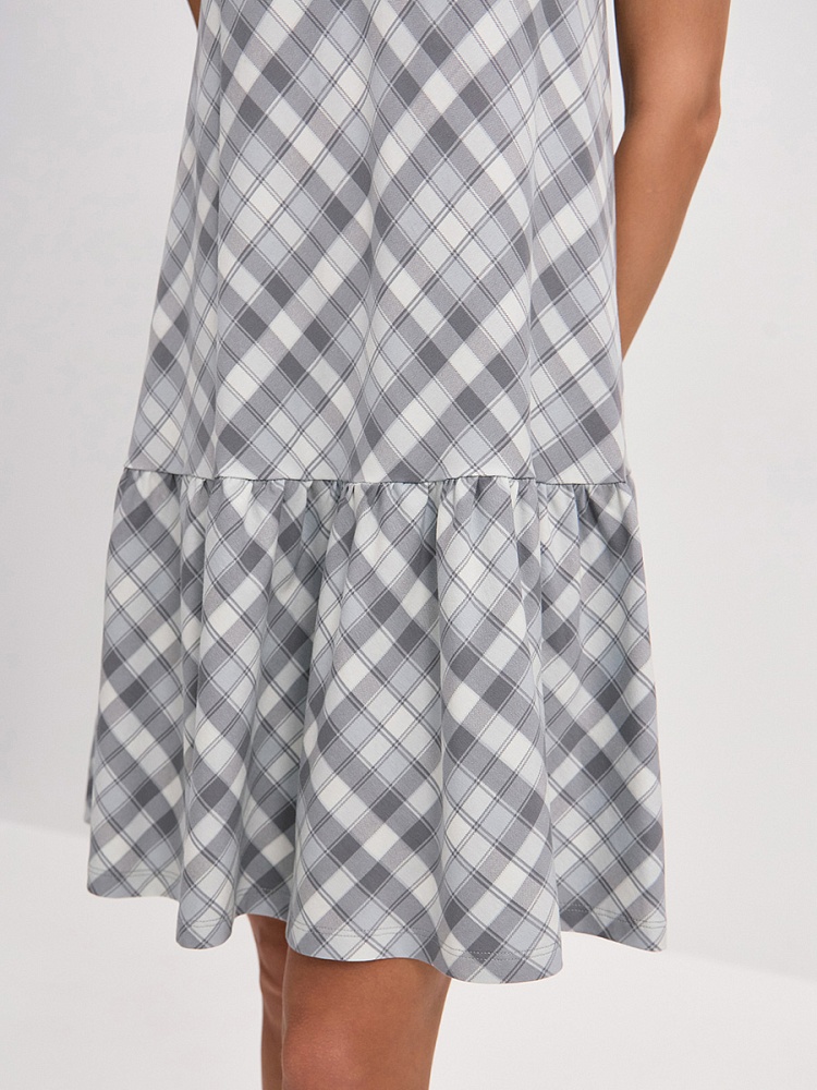Платье из хлопка Kira Клетка/Серый_16286