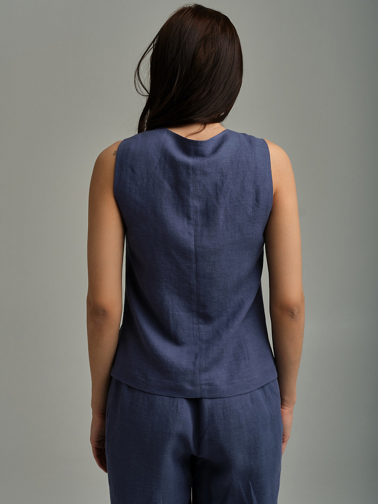 Жилет изо льна Sonet Дымчато-синий_9796