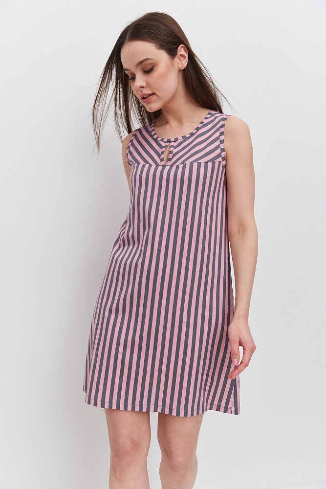 Сорочка из хлопка Cozy time Полоска на розовом_11245