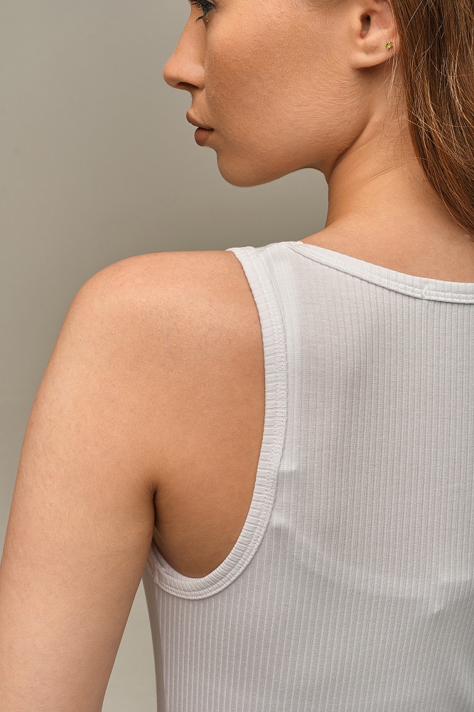 Майка Американка трикотажная в рубчик Flat Белый_16070