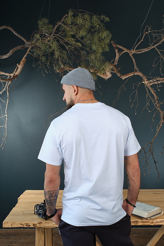 Футболка мужская с принтом Altai man Белый/Горы чб_18675