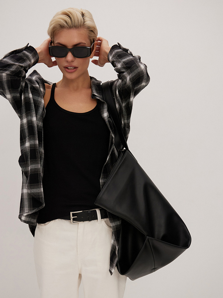 Майка трикотажная в рубчик Basic Черный_14149