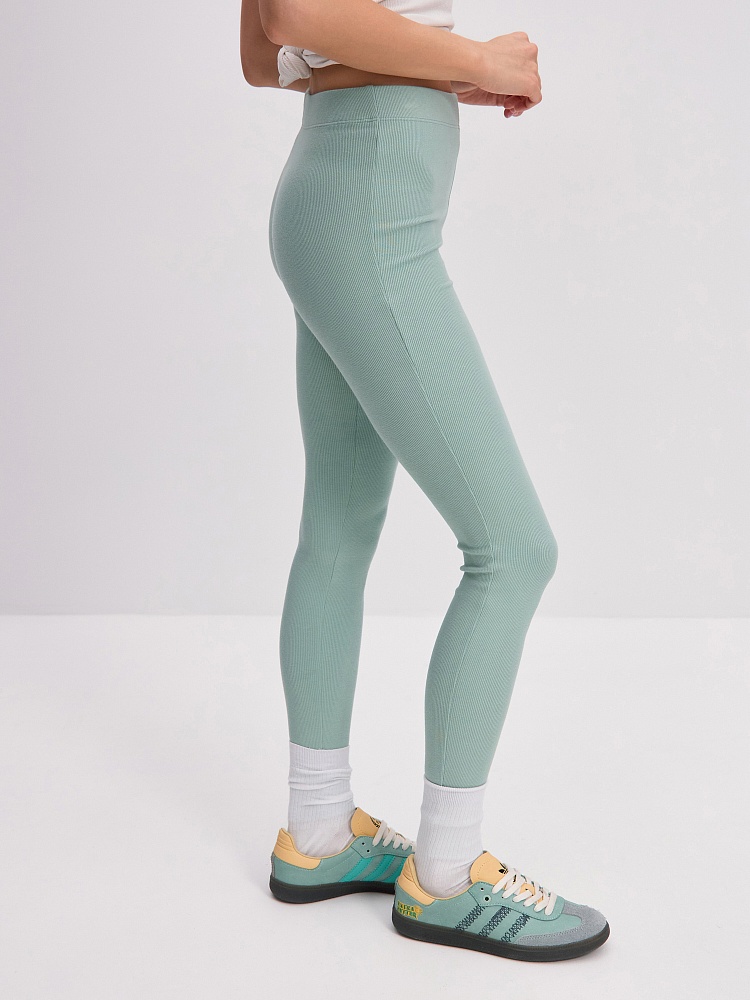 Леггинсы трикотажные в рубчик Basic Шалфей_16258