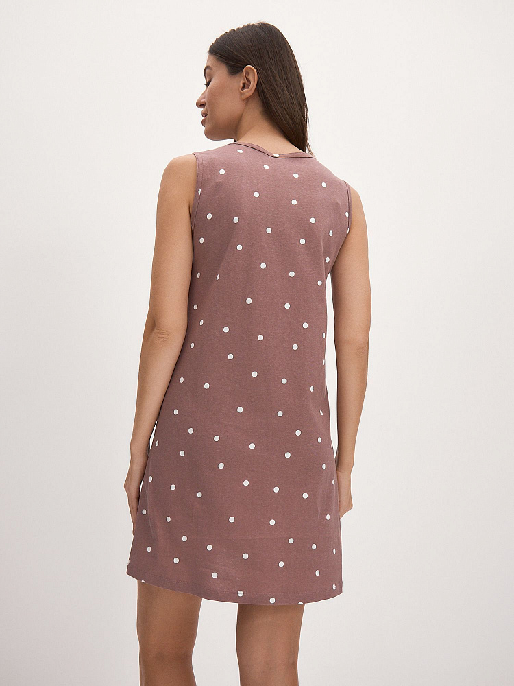 Сорочка из хлопка Cozy time Какао/Горох_12019