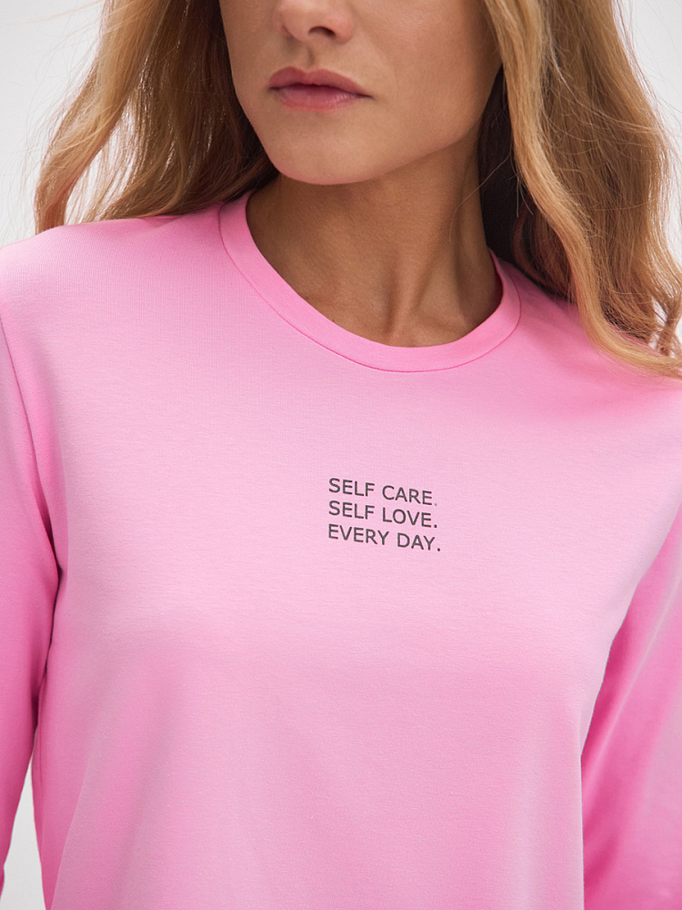 Лонгслив из эластичного хлопка Bloom Розовый/Self Care.Self Love.Every Day_13356