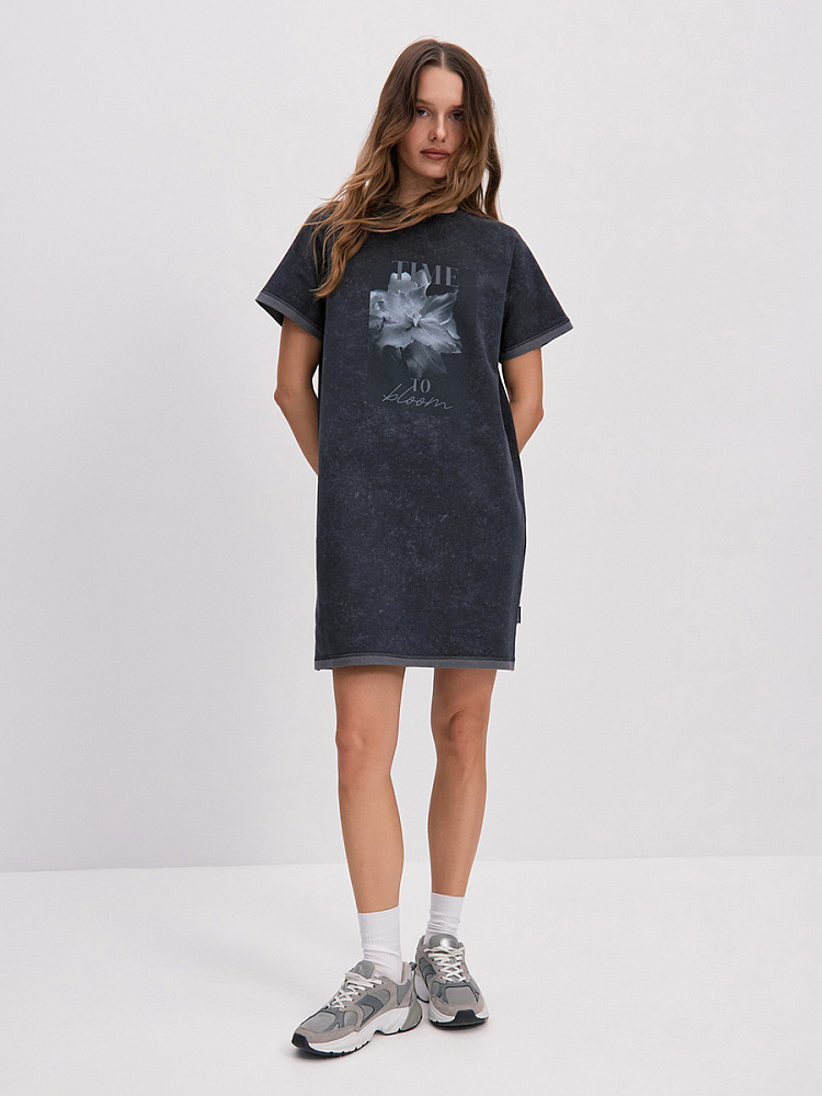 Платье из футера 2х нитки  Urban chic Серый туман_14188