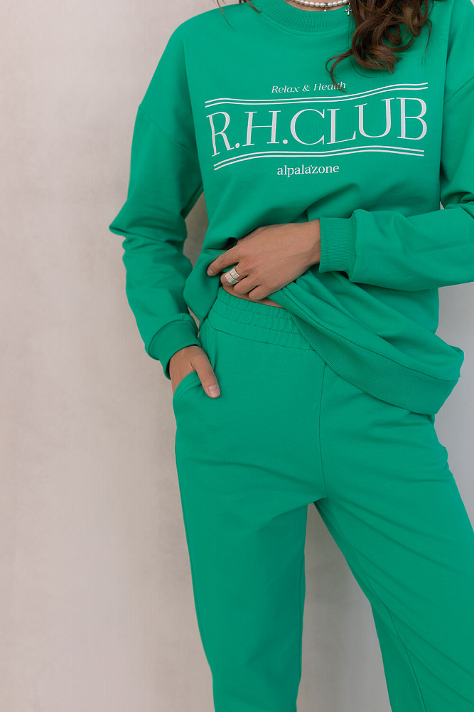 Брюки из легкого эластичного футера Urban chic Зеленый_8299