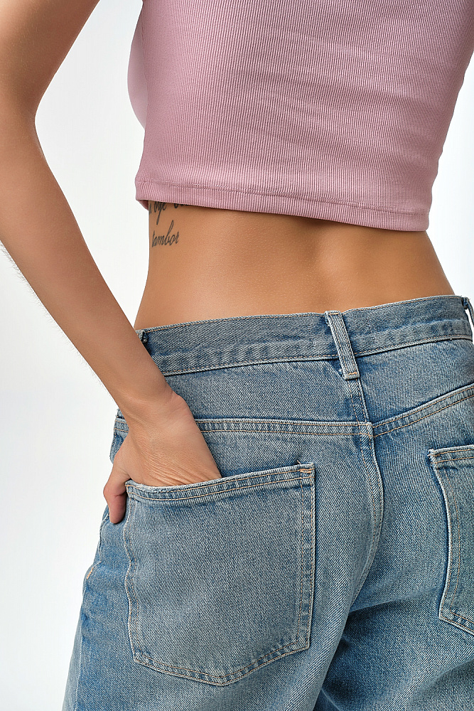 Майка трикотажная в рубчик Basic Жемчужно-розовый_7765