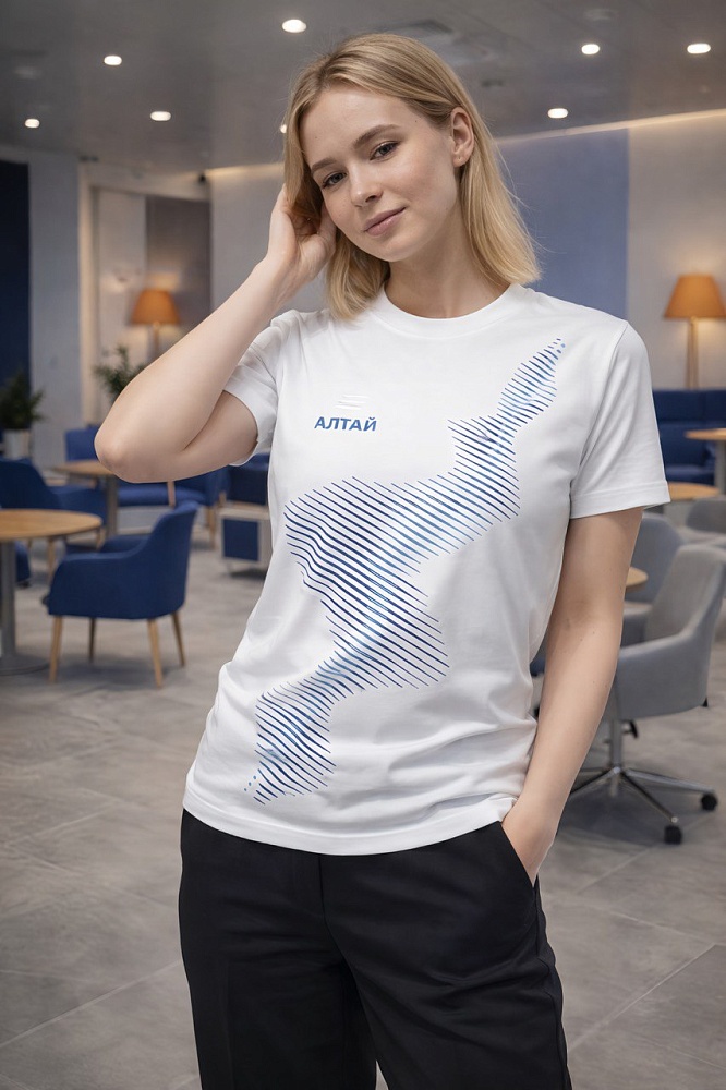 Футболка из хлопка с лайкрой унисекс ВТБ Алтай Белый_18500
