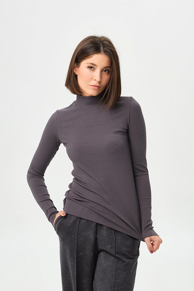 Лонгслив трикотажный в рубчик Flat Графит_16861