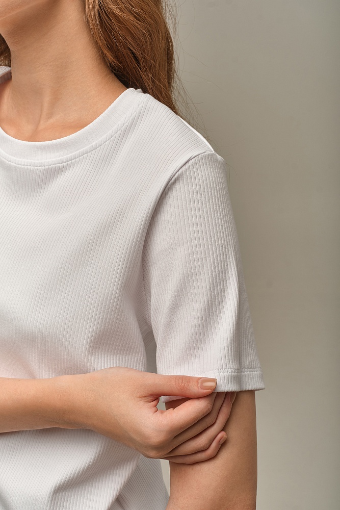 Футболка трикотажная в рубчик Flat Белый_16017