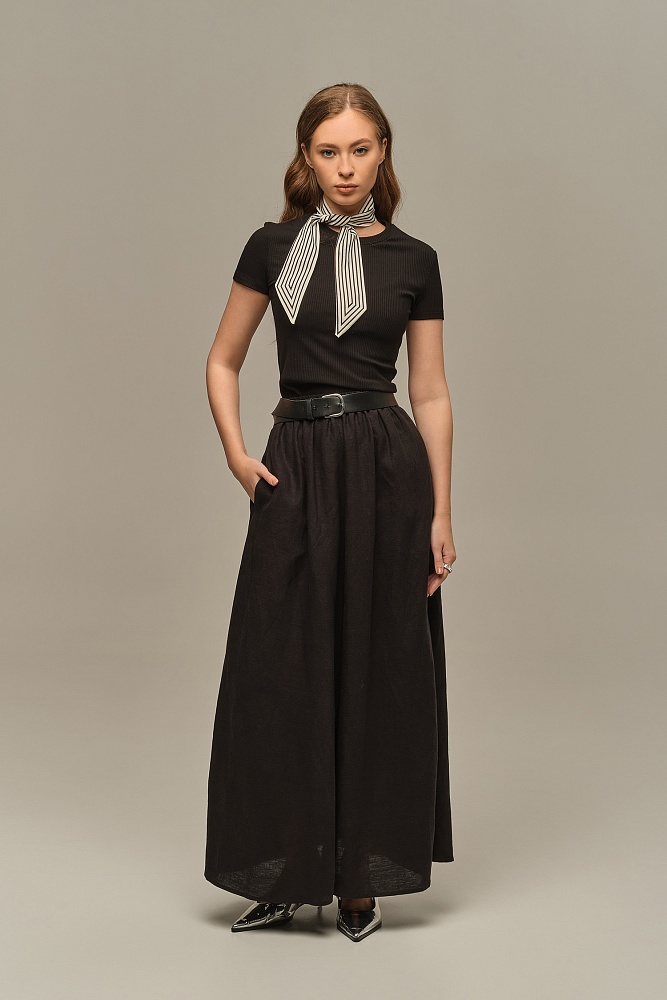 Футболка трикотажная в рубчик Flat Черный_16000