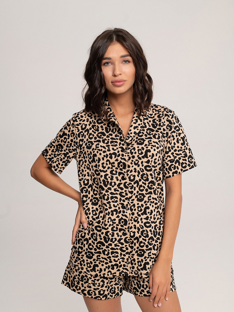 Пижама из хлопка, комплект Slow beauty Леопардовый_7587