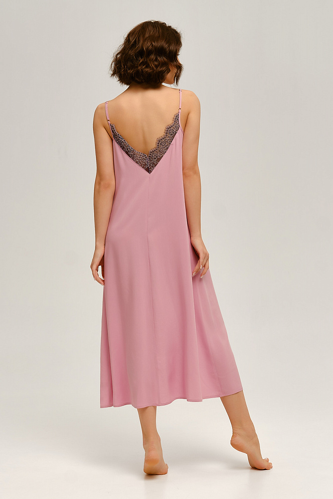 Сорочка из штапеля с кружевом  NINFA Розовый_12787