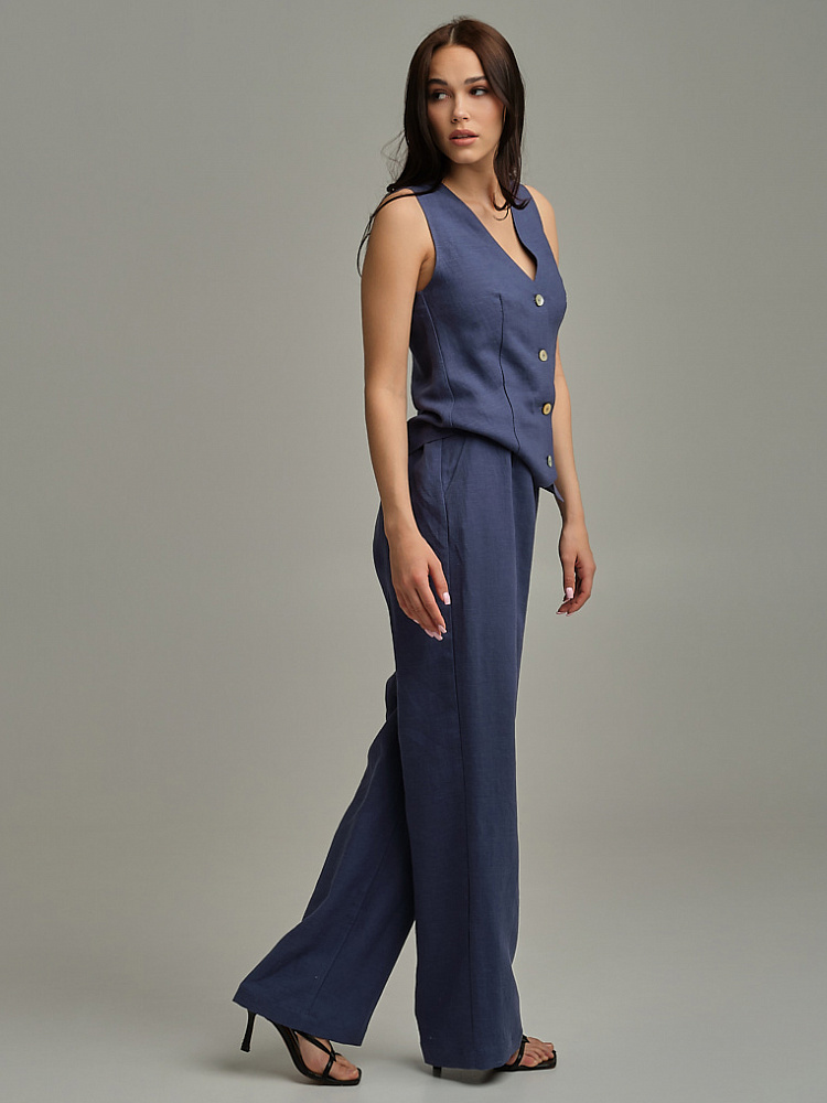 Прямые брюки изо льна Sonet Дымчато-синий_9804