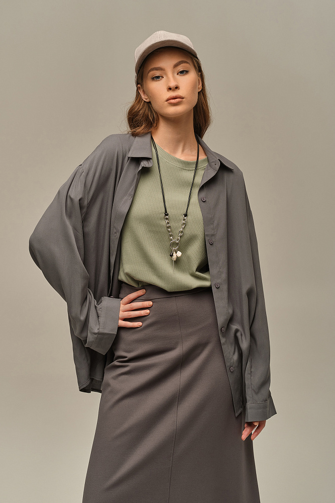 Футболка трикотажная в рубчик Flat Олива_15990