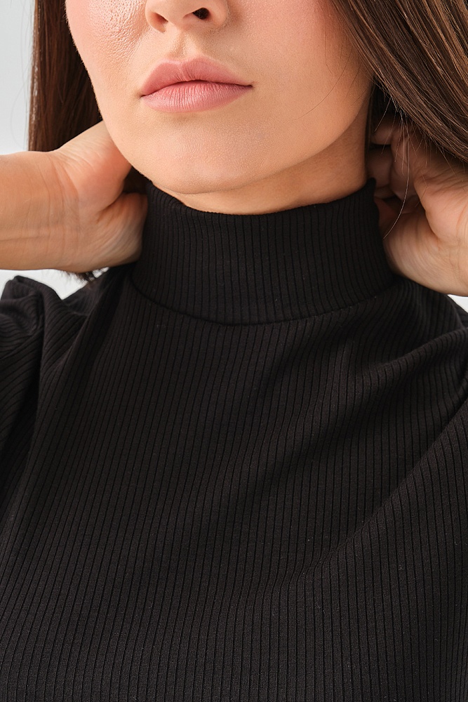 Футболка трикотажная в рубчик Flat Черный_16887