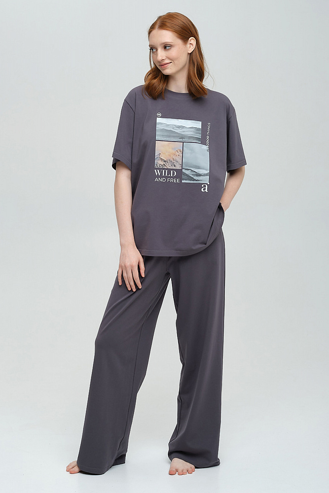 Брюки из эластичного хлопка с карманами Bloom Графит_8536