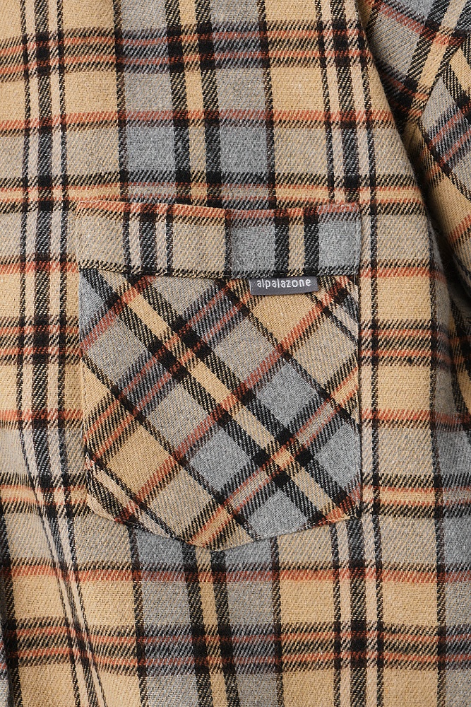 Рубашка в клетку из хлопка City Plus Бежево-коричневая клетка_16855