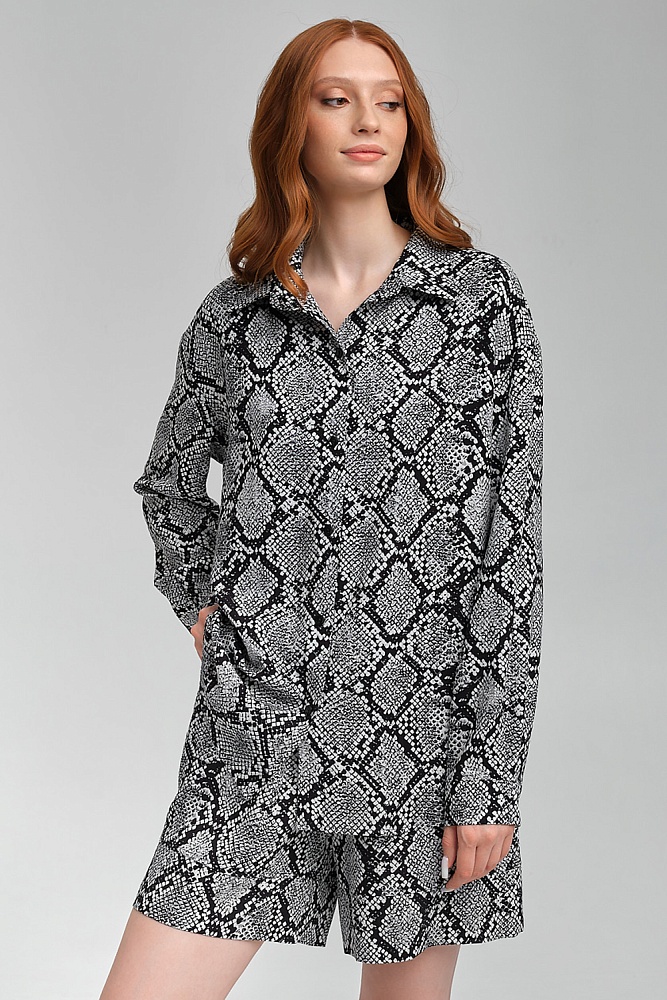 Рубашка с длинным рукавом из струящегося штапеля Pretty Змея_8825