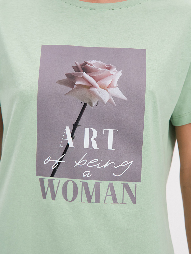 Платье из хлопка Color Print Зеленая трава/Роза_14833