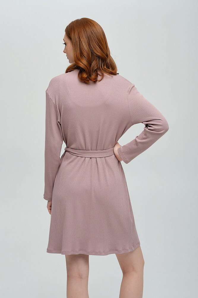 Халат трикотажный в рубчик Пудра Flat_8468