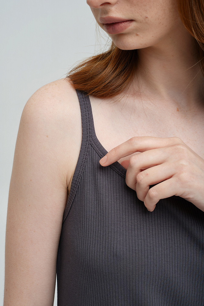 Сорочка серая трикотажная в рубчик Графит Flat_8616