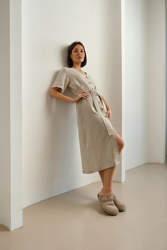 Платье изо льна Sonet Бежевый_15053