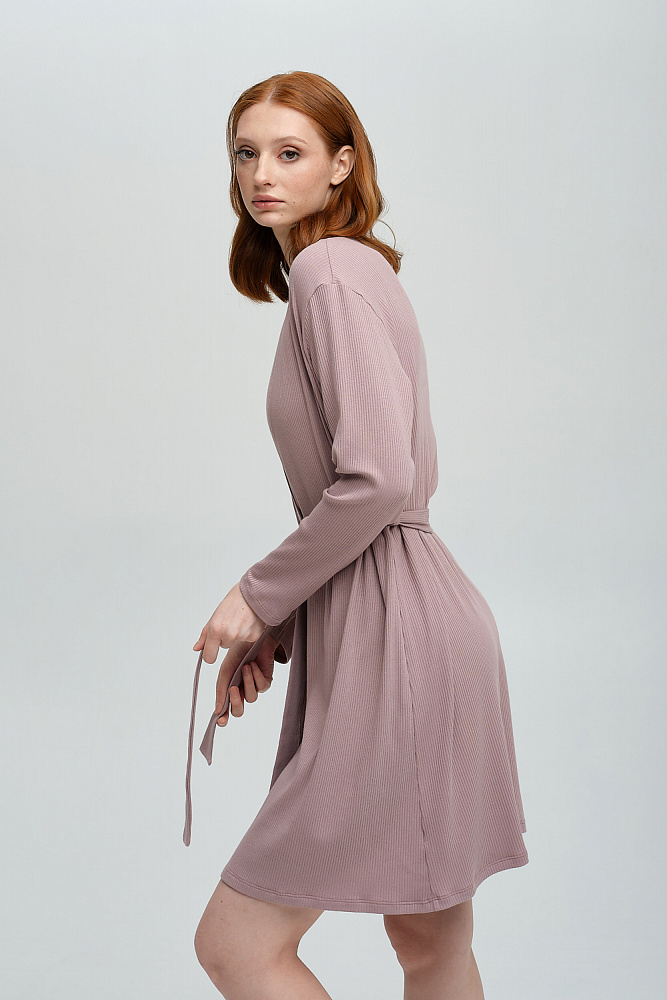 Халат трикотажный в рубчик Пудра Flat_8467