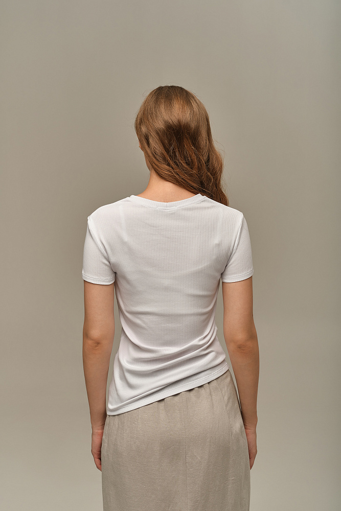 Футболка трикотажная в рубчик Flat Белый_15971