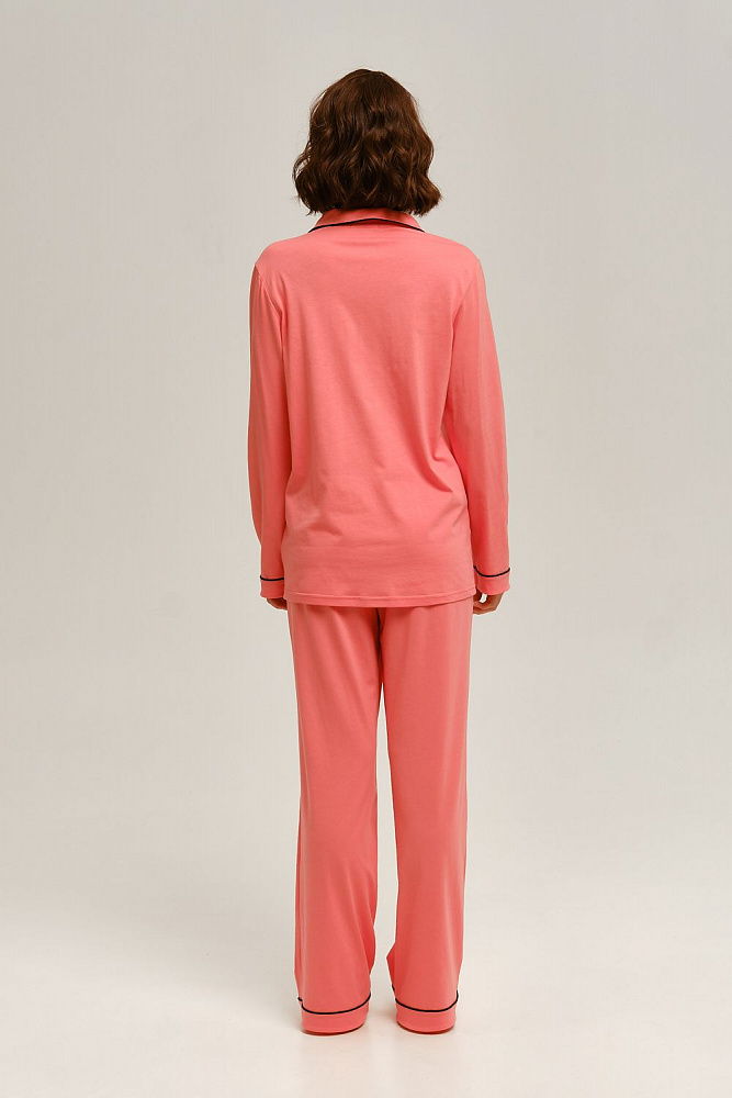 Рубашка с длинным рукавом и кантом Vis-a'-Vis Лососёвый_12528