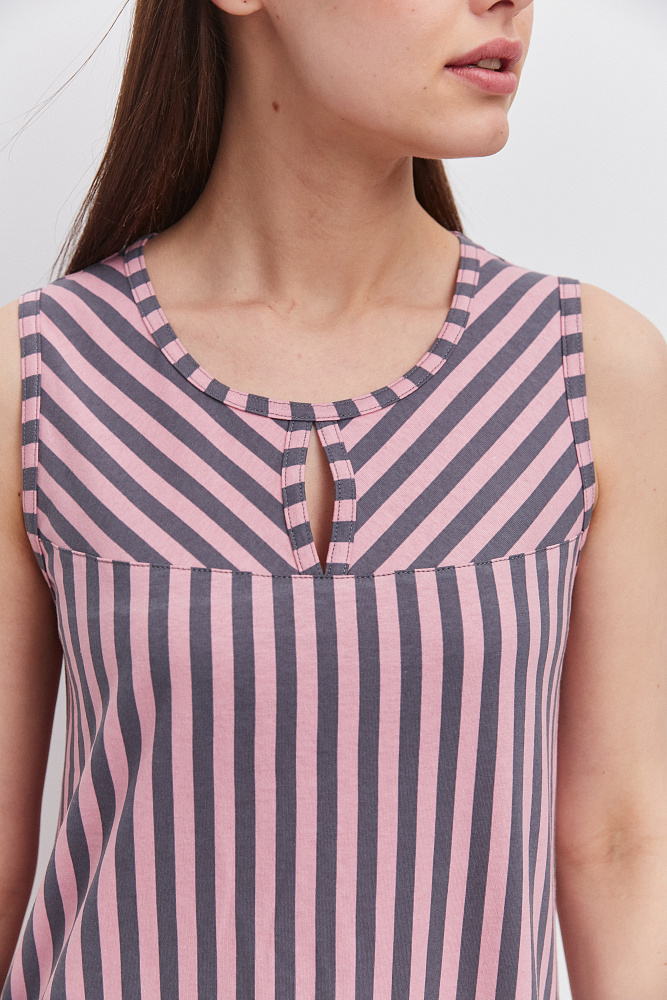 Сорочка из хлопка Cozy time Полоска на розовом_11243