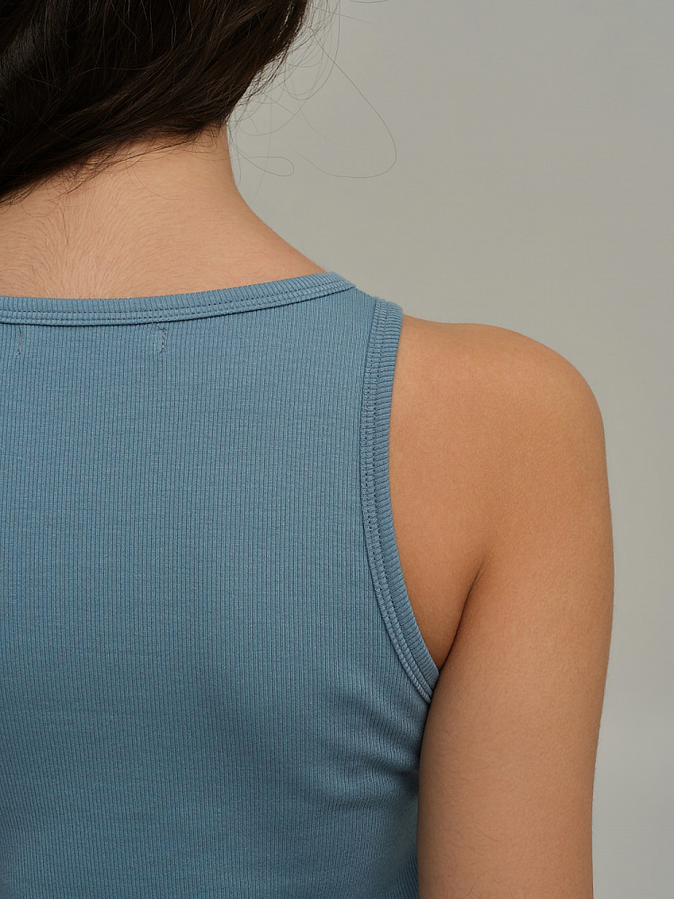 Платье в рубчик Basic Дымчато-голубой_10744