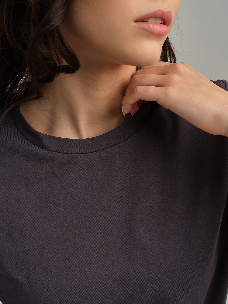 Футболка из эластичного хлопка Nelly Графит_11096