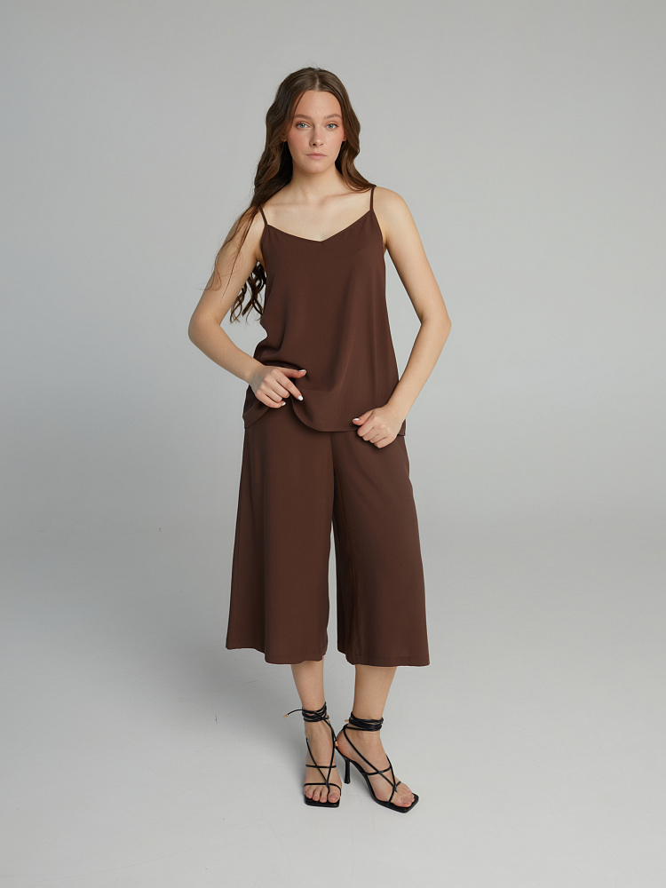Кюлоты из струящегося штапеля Pretty Каштановый_10467