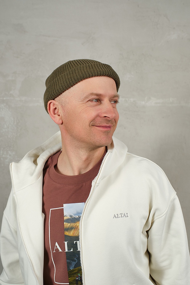 Худи на молнии из футера Путешествие по Алтаю Экрю/Бабырган_19498