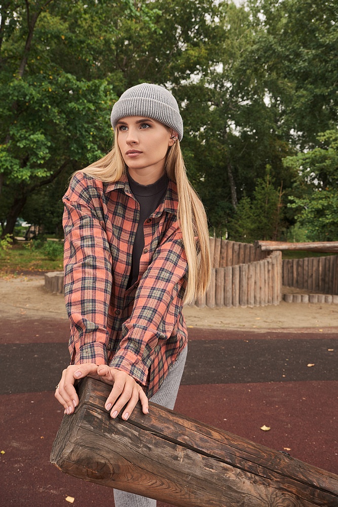 Рубашка в клетку из хлопка City Оранжевая клетка_16425