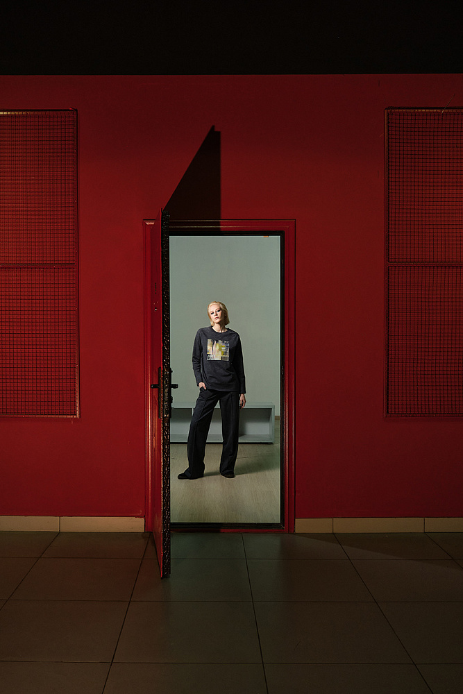 Лонгслив из эластичного футера Art moment Серый туман/ Moment_15301