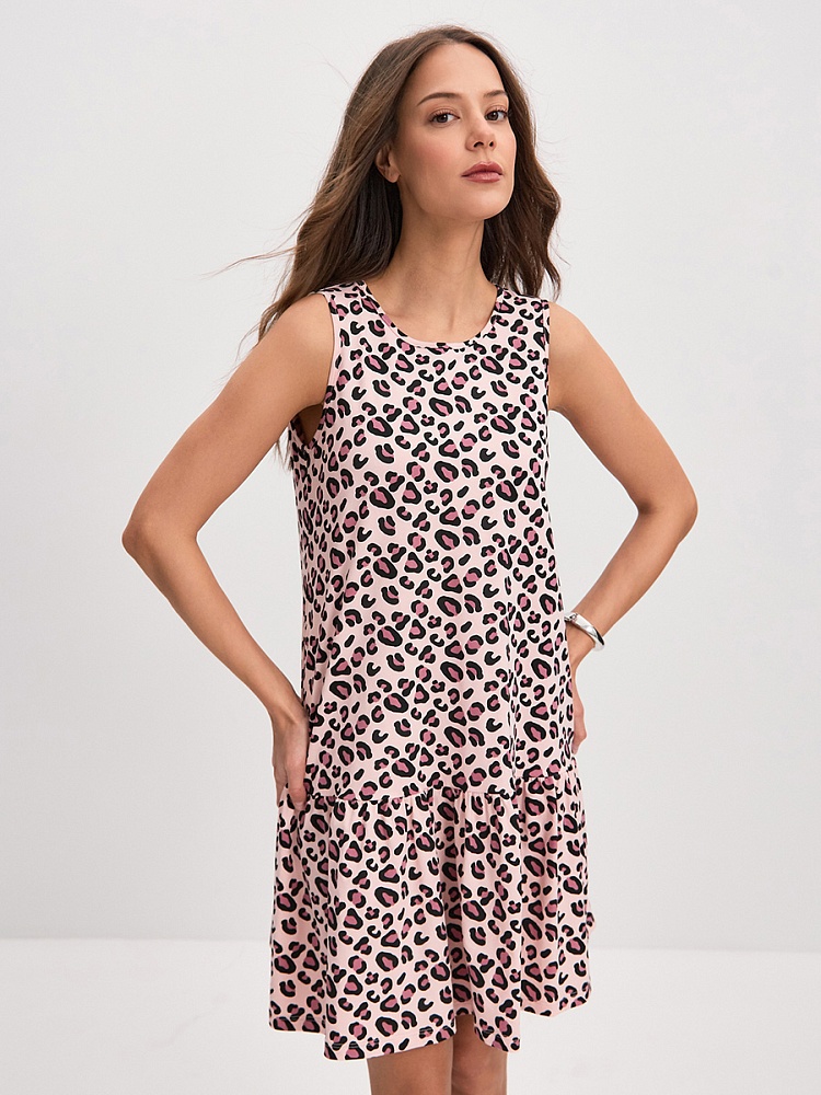 Платье из хлопка Kira Розовый леопард_16308