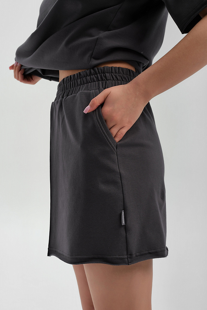 Юбка из легкого эластичного футера Urban chic Графит_9476