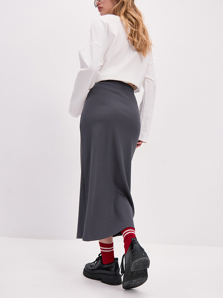 Юбка из рубчика Basic Графит_13991