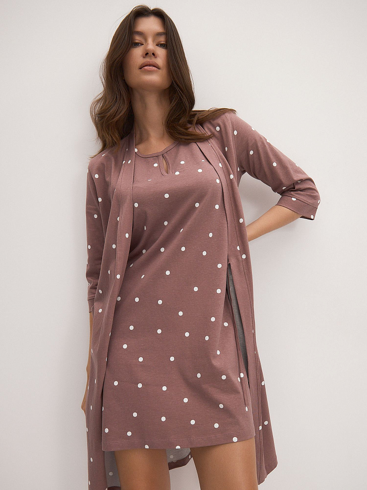 Сорочка из хлопка Cozy time Какао/Горох_12021