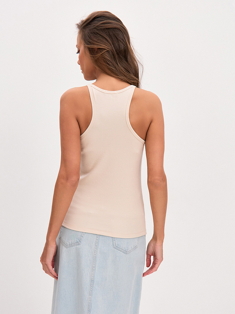 Майка Американка трикотажная в рубчик Basic Бежевый_13824