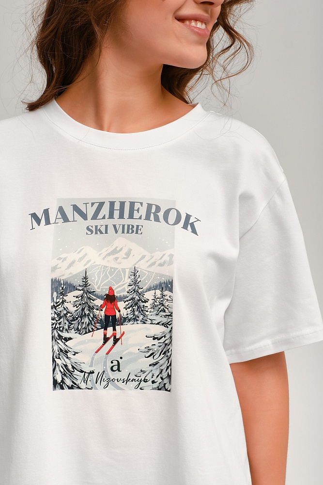 Футболка оверсайз с принтом Altai woman Белый/Манжерок_17941